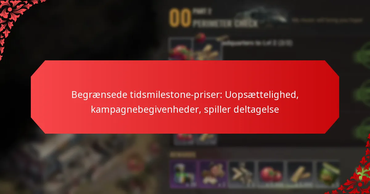 Begrænsede tidsmilestone-priser: Uopsættelighed, kampagnebegivenheder, spiller deltagelse