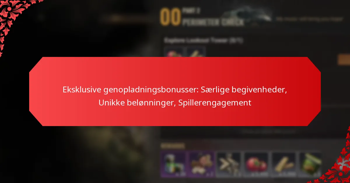Eksklusive genopladningsbonusser: Særlige begivenheder, Unikke belønninger, Spillerengagement